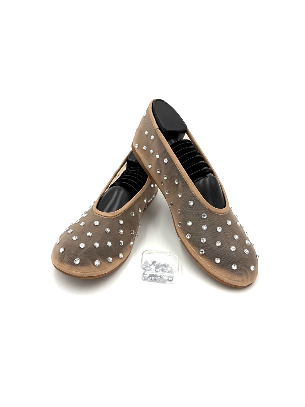 Tony Bianco Milo Nude Flats W/ Sparkling Crystals Size 8
